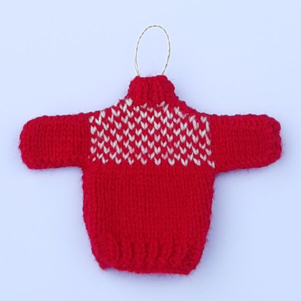 Chequered mini Christmas Jumper Tree Decoration: Downloadable knitting pattern: